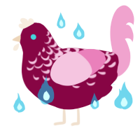 A maroon and pink chicken with a half-lace pattern