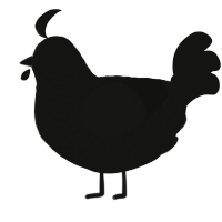A black chicken with a lace pattern