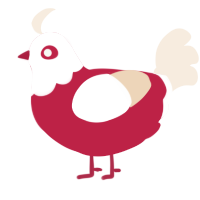 Velvet, a crimson and cream chicken with a head pattern