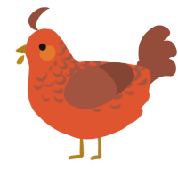 A vermilion and russet chicken with a half-lace pattern