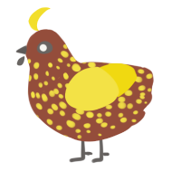 A russet and yellow chicken with a speckle pattern