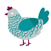 (unnamed), a silver and teal chicken with a lace pattern