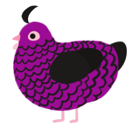A plum and sable chicken with a lace pattern