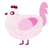 A white and pink chicken with a double-lace pattern