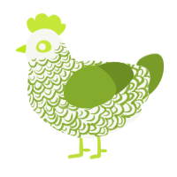 A white and chartreuse chicken with a double-lace pattern