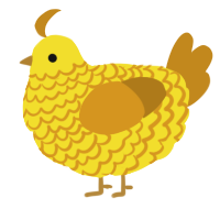 Cornflake, a yellow and ochre chicken with a lace pattern