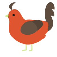 A vermilion and bark chicken