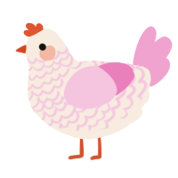 A cream and pink chicken with a lace pattern