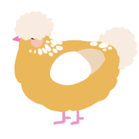 Pillow, a honey and cream chicken with a neck-speckle pattern