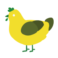 A yellow and olive chicken