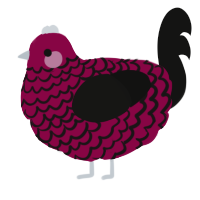 (unnamed), a maroon and black chicken with a lace pattern