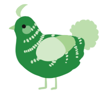 A viridian and gluppy chicken with a half-bar pattern
