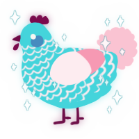 Trans Rights, a aqua and rose chicken with a lace pattern