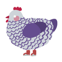 Mortimer, a mist and overcast chicken with a lace pattern