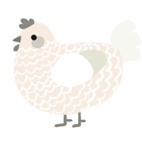 Milk, a cream and white chicken with a lace pattern