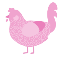 A pink chicken with a double-lace pattern