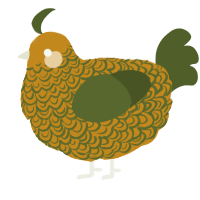 A ochre and olive chicken with a double-lace pattern