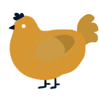 A orange and gold chicken with a speckle pattern