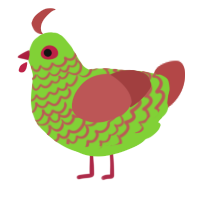 greenier, a grass and red chicken with a lace pattern