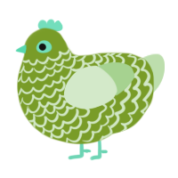 A chartreuse and gluppy chicken with a lace pattern