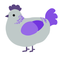 A silver and blurple chicken with a neck-band pattern