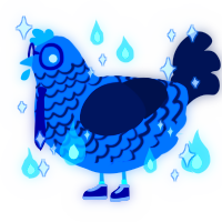 Sapphire, a sapphire and tumblr chicken with a lace pattern