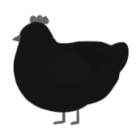 A black chicken with a bar pattern