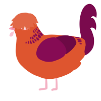 Escape Root, a vermilion and wine chicken with a neck-band pattern