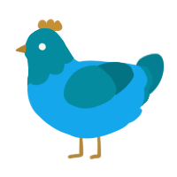 Creaky Door, a sky and sea chicken with a head pattern