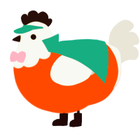 ƎNA, a vermilion and mist chicken with a head pattern