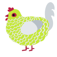 A lime and mist chicken with a lace pattern