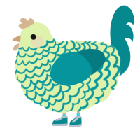 Tetra, a apple and teal chicken with a lace pattern