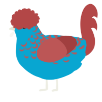 (unnamed), a cerulean and red chicken with a half-lace pattern
