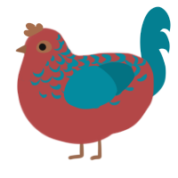 A red and sea chicken with a half-lace pattern