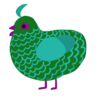 A leaf and turquoise chicken with a lace pattern