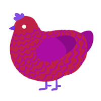 A crimson and plum chicken with a lace pattern
