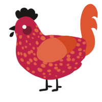 (unnamed), a crimson and vermilion chicken with a speckle pattern