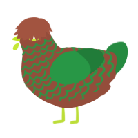 raz, a russet and viridian chicken with a lace pattern