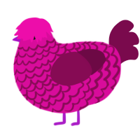 A fuchsia and wine chicken with a lace pattern