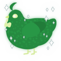 Leaf II, a viridian chicken with a speckle pattern