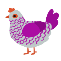 A silver and plum chicken with a lace pattern