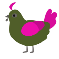 A olive and fuchsia chicken