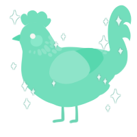 A mint chicken with a neck-speckle pattern