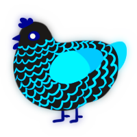 A sable and cerulean chicken with a lace pattern