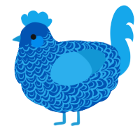 A ultramarine and sky chicken with a double-lace pattern