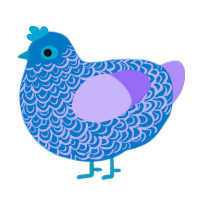 A sapphire and lilac chicken with a double-lace pattern