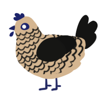 A beige and black chicken with a lace pattern