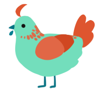 (unnamed), a mint and vermilion chicken with a neck-speckle pattern