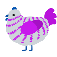 A mist and amethyst chicken with a bar pattern
