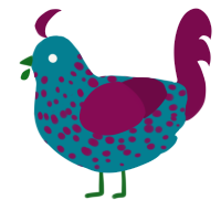 A sea and wine chicken with a speckle pattern